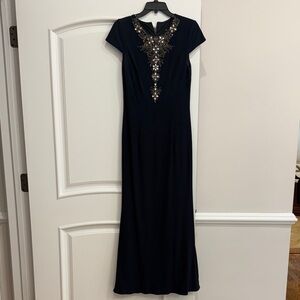 JS Boutique Navy Maxi Dress with Silver Embellishments